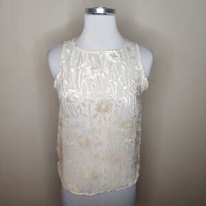 Arlotta Studio Sheer‎ Floral Tank Top Ivory Y2K Feminine Whimsy
